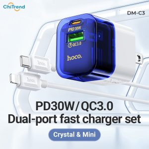Bộ sạc nhanh Hoco DM-C3 30W kèm cáp C to Lightning CHÍNH HÃNG