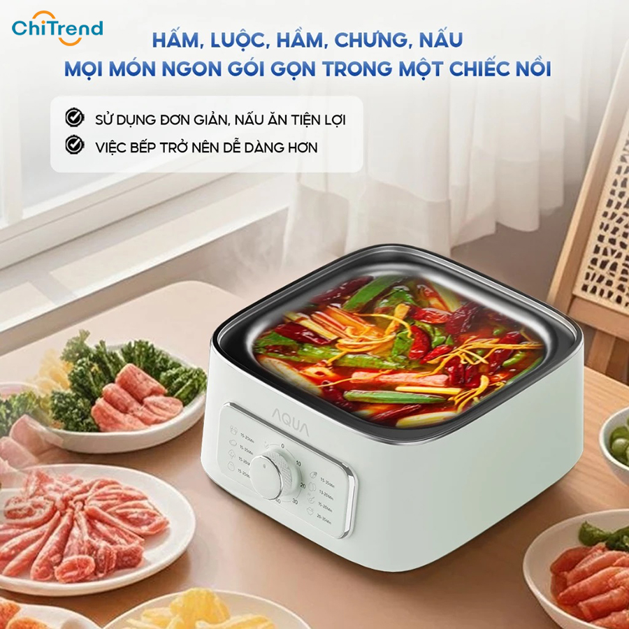 Nồi hấp điện 2 tầng AQUA ASMC-ES902(W) Dung tích 9.3L
