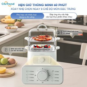 Nồi hấp điện 2 tầng AQUA ASMC-ES902(W) Dung tích 9.3L