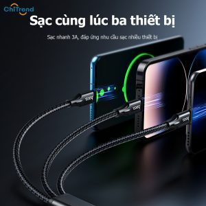 Cáp sạc nhanh 3 in 1 Hoco HK48 (Micro, Lightning, Type-C)