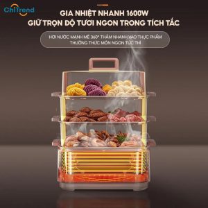 Nồi hấp điện 3 tầng 15L AQUA ASMC-ES101