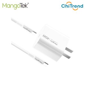 Bộ sạc nhanh GaN 45W MangoTek GWC45D kèm cáp C to C 60W