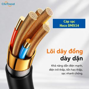 Cáp sạc nhanh Type-C to Lightning Hoco DMX14 sử dụng lõi dây đồng dày dặn