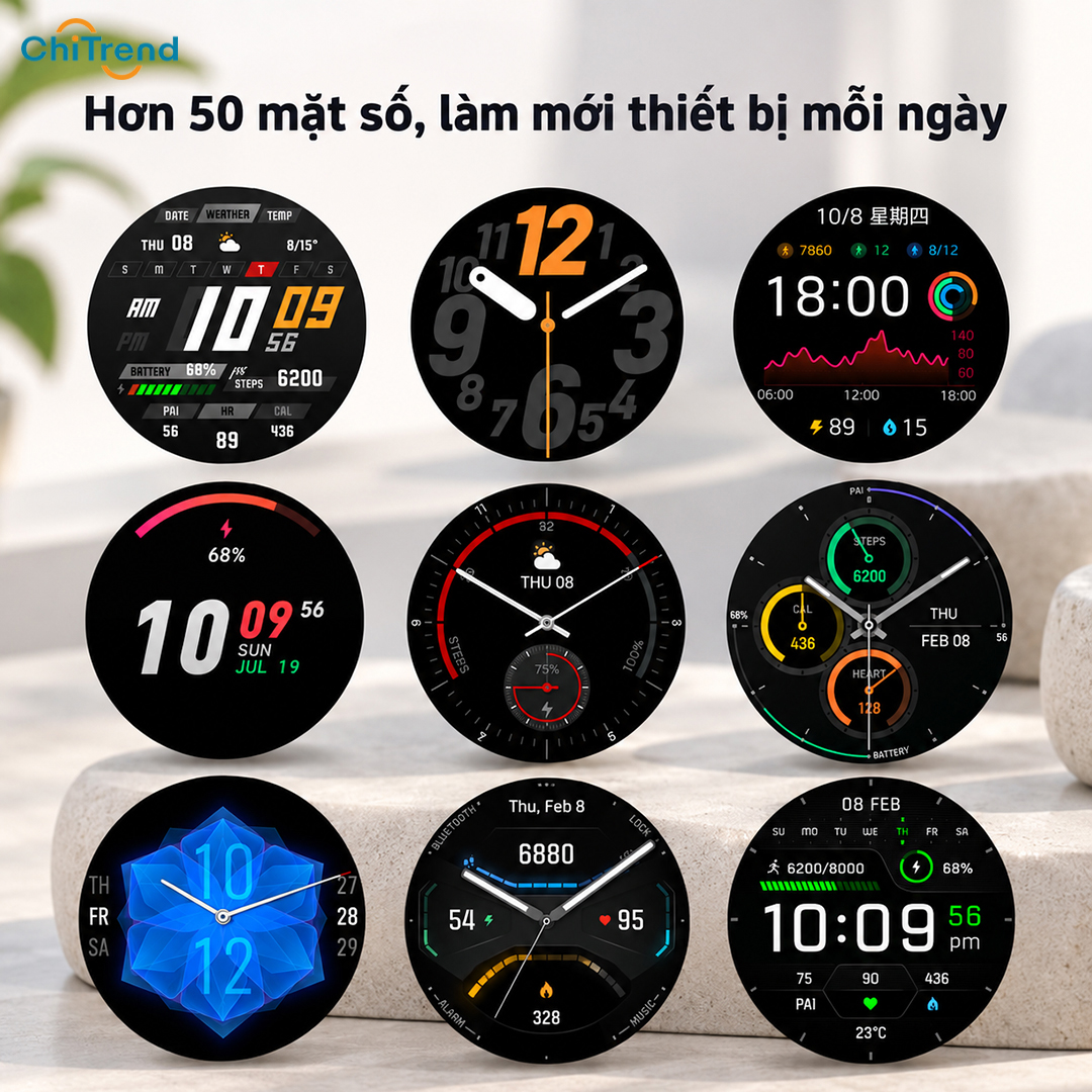 Đồng hồ thông minh Amazfit GTR 2e có hơn 50 mặt đồng hồ để thay đổi