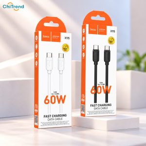 Cáp sạc nhanh Type-C to Type-C Hoco X115 có 2 phiên bản màu trắng và đen
