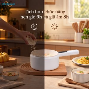 Nồi điện đa năng Wanmi HK-DZG1510 có khả năng hẹn giờ và giữ ấm món ăn