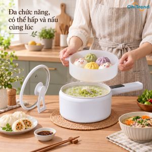 Nồi điện đa năng Wanmi HK-DZG1510 kèm xửng hấp tiện dụng